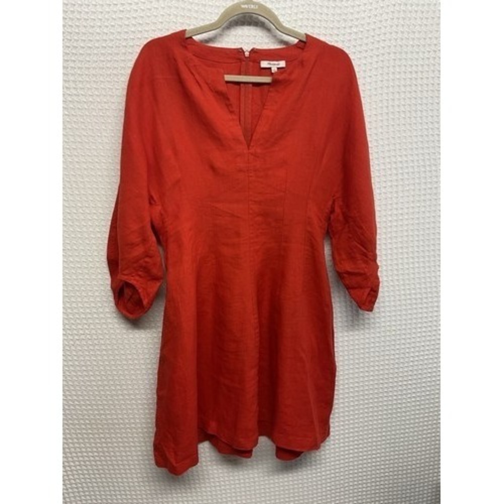 NWOT Madewell Regular Fit Coral SplitNeck Puff Sleeves Mini Dress Women 6 India